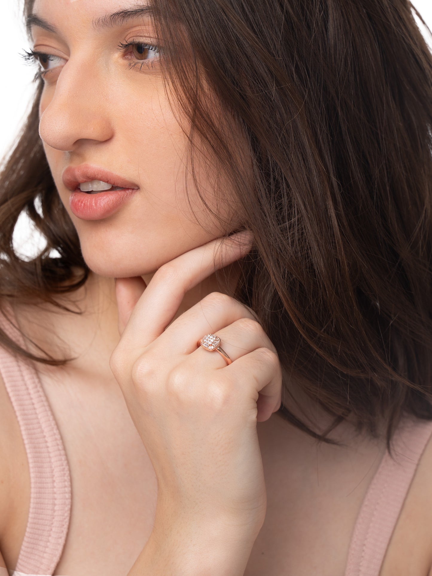 925 Sterling Silver Adjustable Ring | Rose Gold Plated Elegance -10742-4