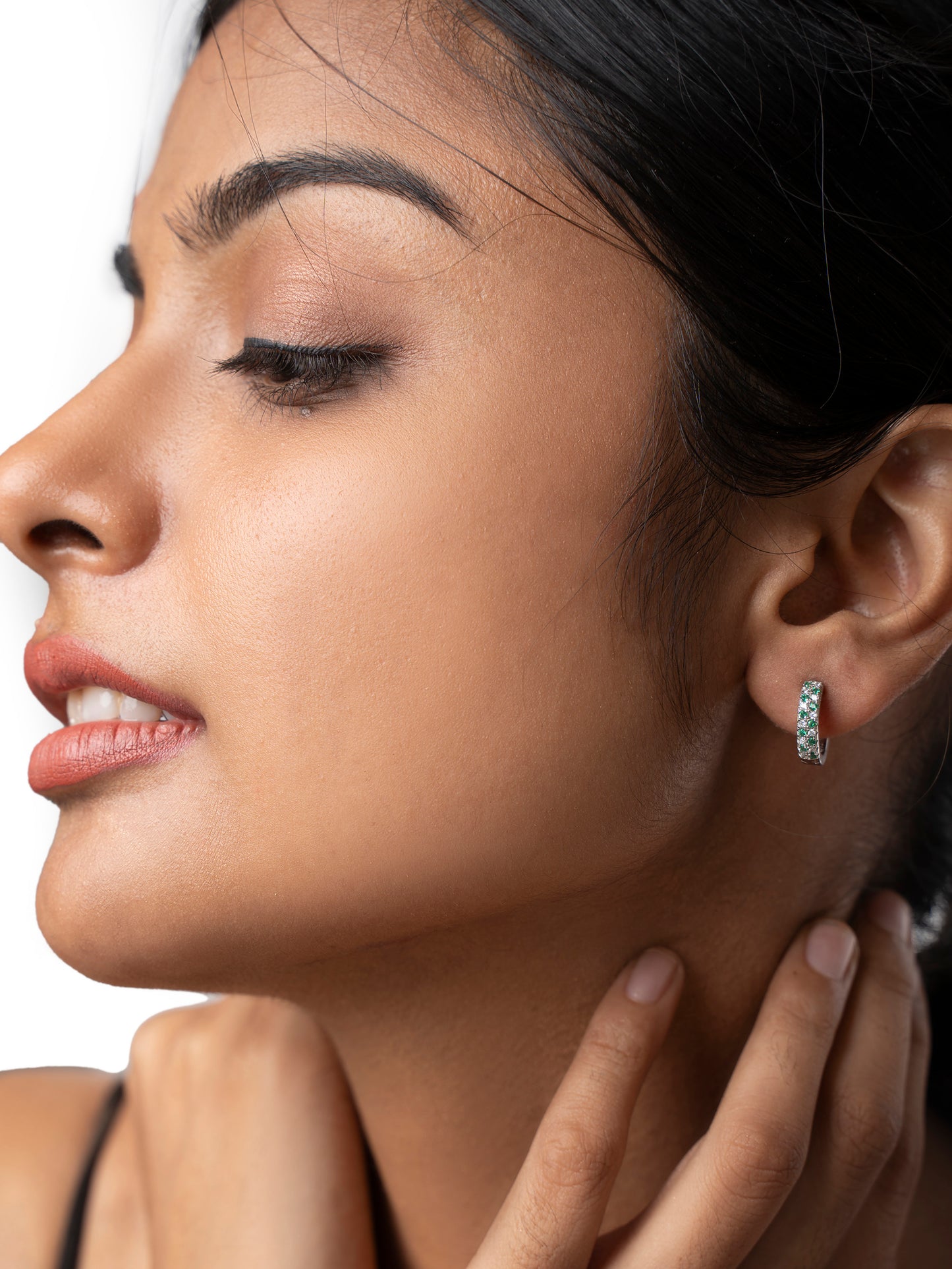 Rhodium-Plated 92.5 Sterling Silver CZ Hoop Earrings | 10886