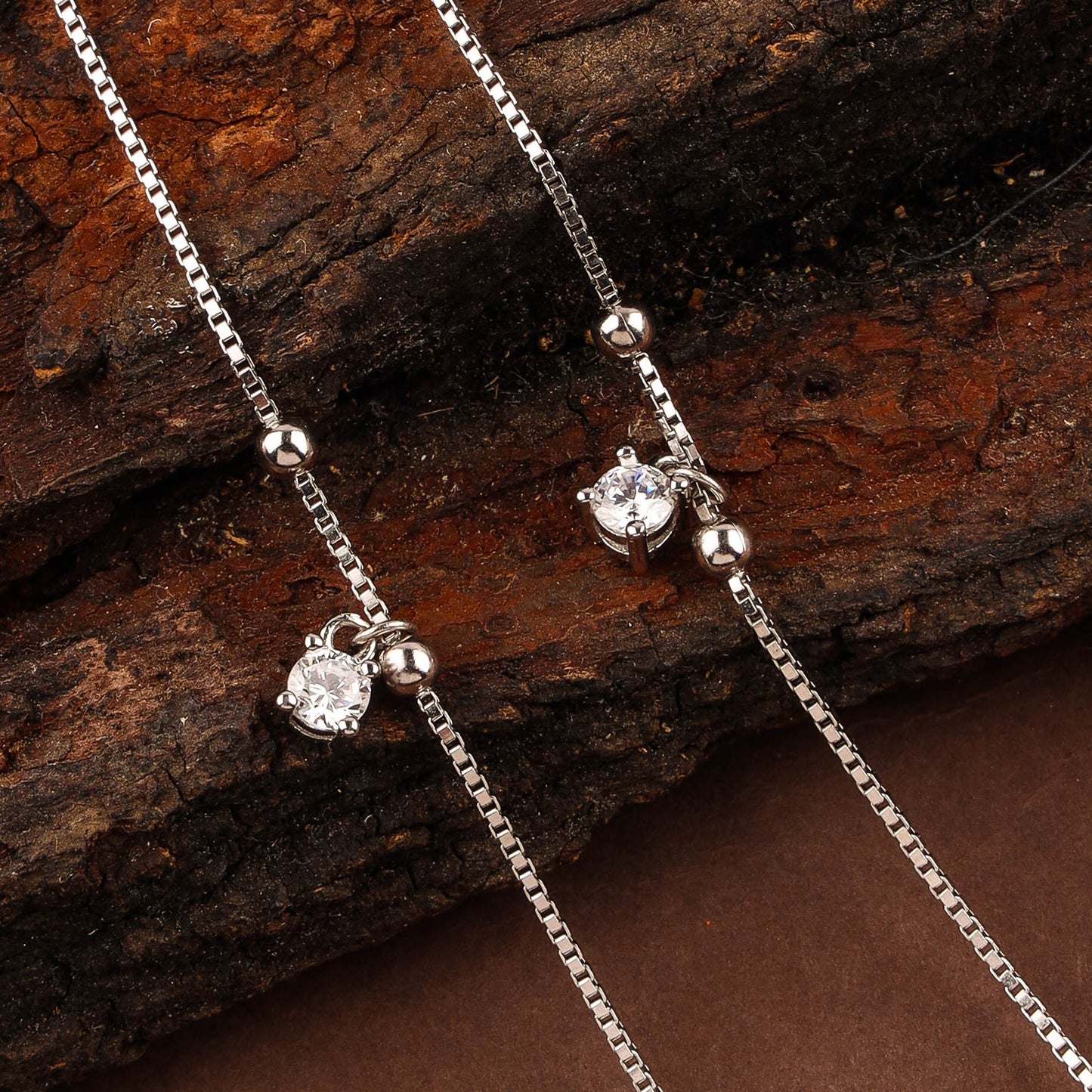 PURE SILVER CHARMS ANKLET WITH RHODIUM POLISH| 200460-1