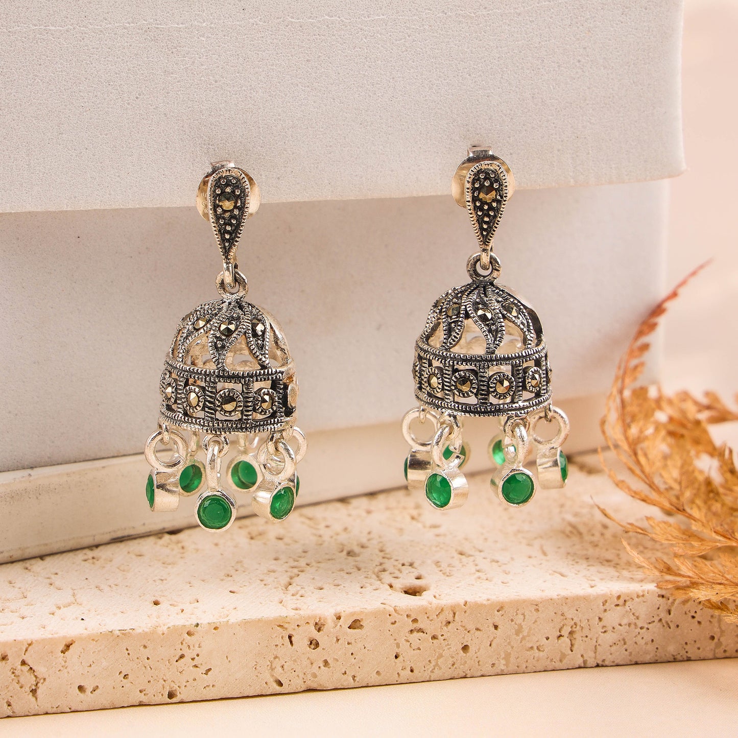 Pure Silver Marcasite Studs – Classic Push Back Design - 200672