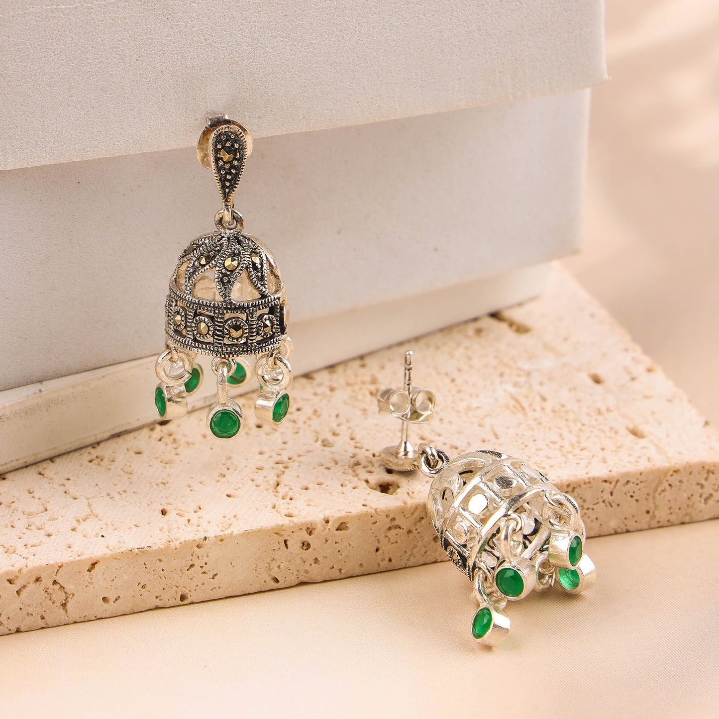 Pure Silver Marcasite Studs – Classic Push Back Design - 200672