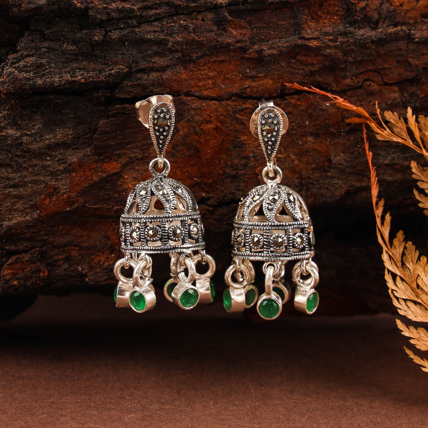 Pure Silver Marcasite Studs – Classic Push Back Design - 200672