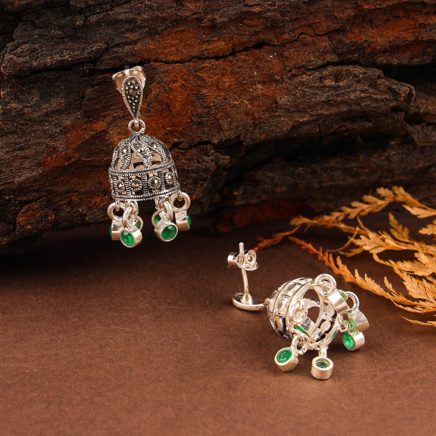 Pure Silver Marcasite Studs – Classic Push Back Design - 200672