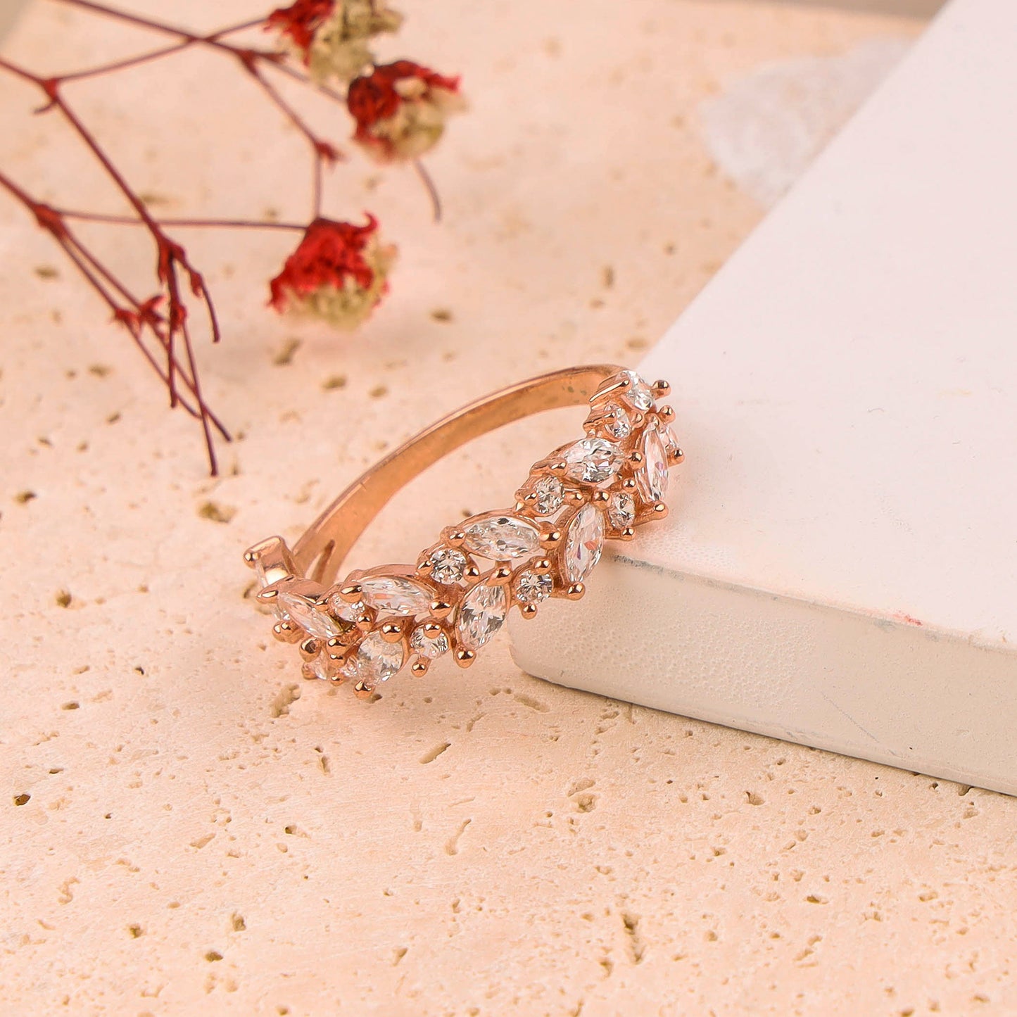 RING MICRO CZ 925ST F | Rose Gold Plated Elegance - 200692-1