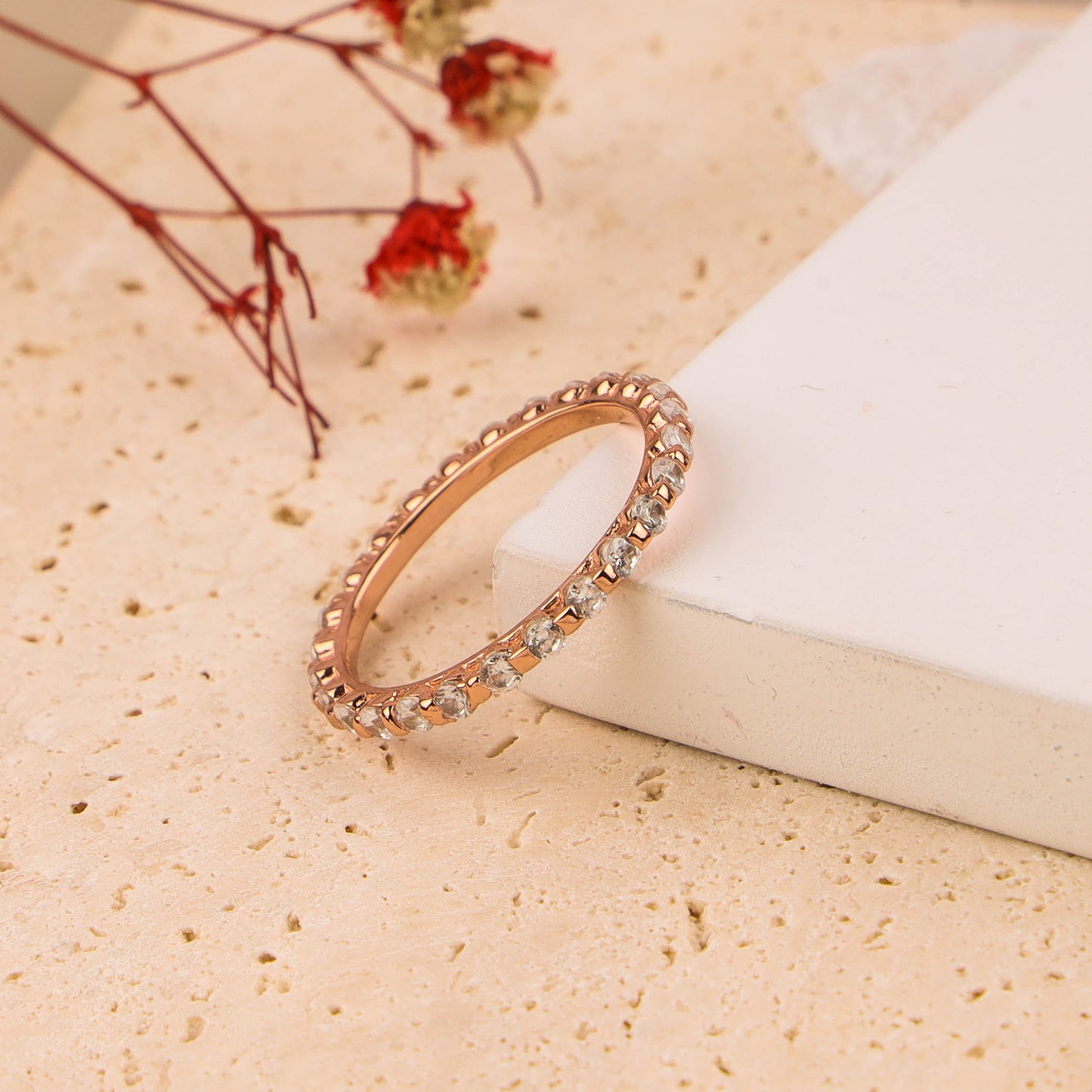 RING MICRO CZ 925ST F | Rose Gold Plated Elegance - 200691