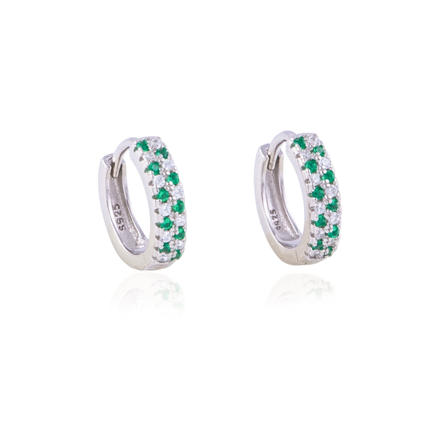 Rhodium-Plated 92.5 Sterling Silver CZ Hoop Earrings | 10886