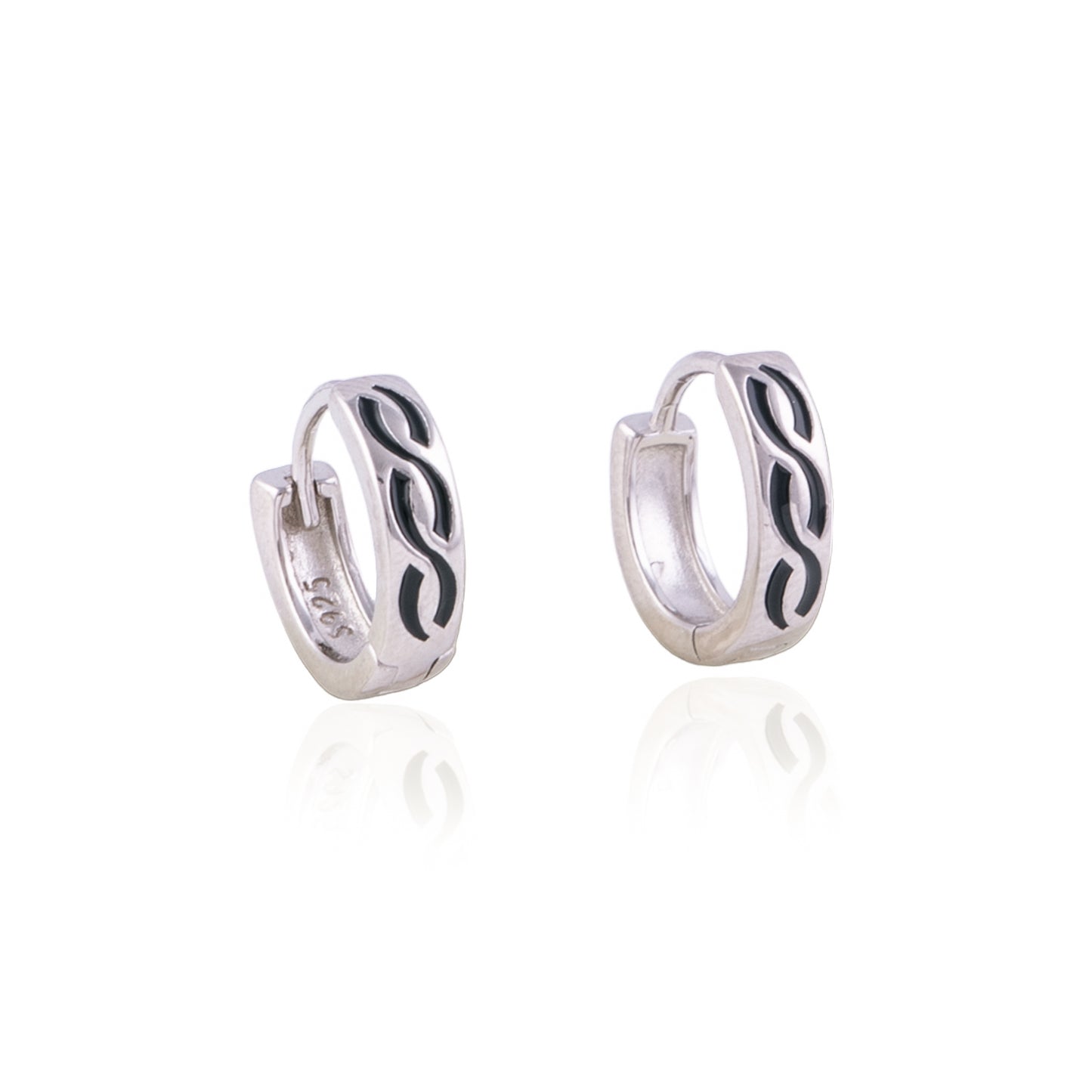 Elegant Black Enamel Bali in 92.5 Silver with Rhodium Polish | 10870
