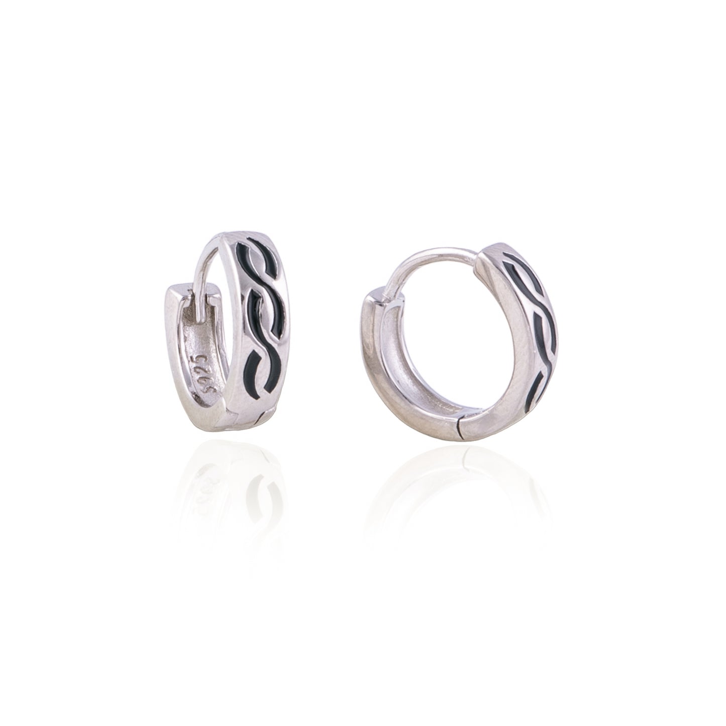 Elegant Black Enamel Bali in 92.5 Silver with Rhodium Polish | 10870