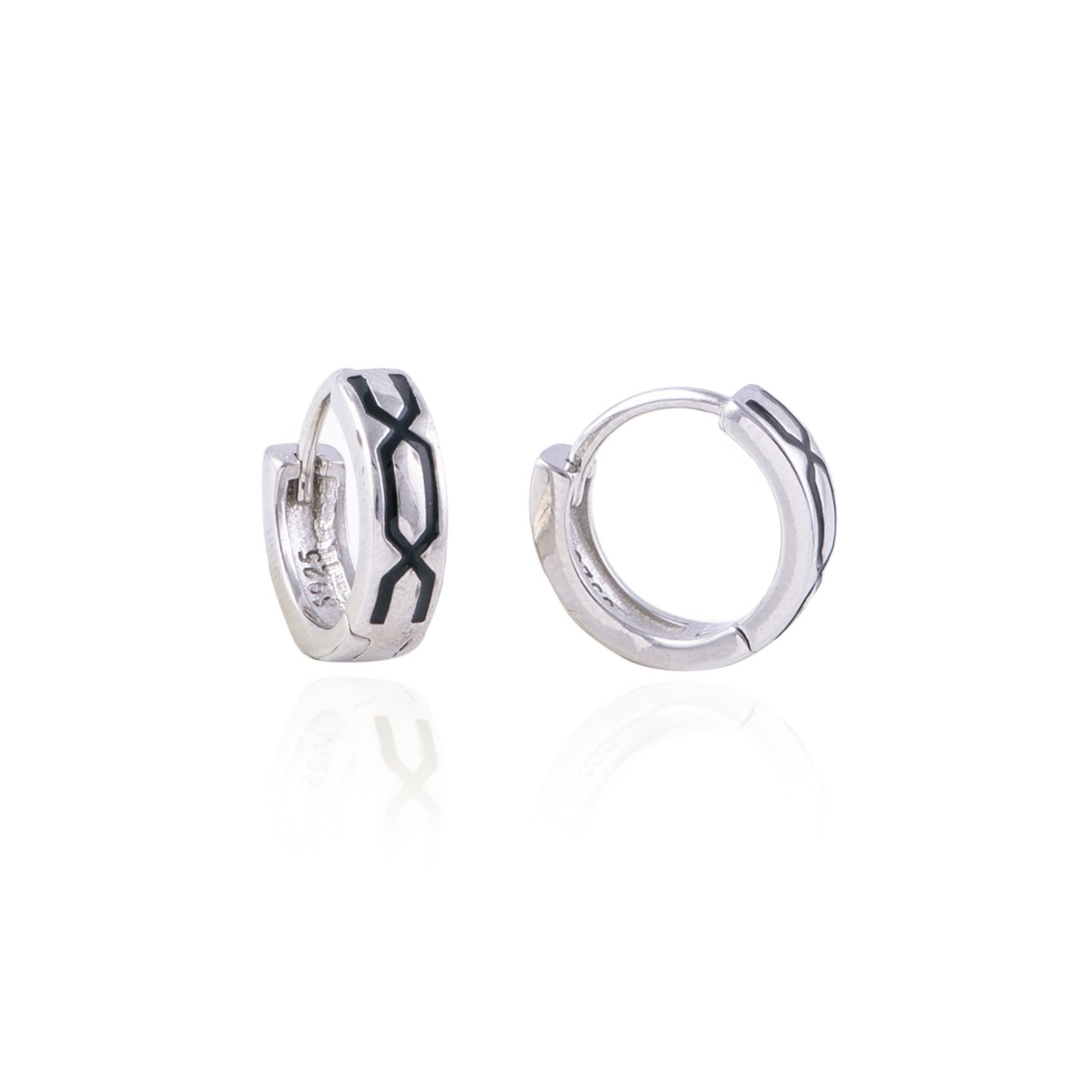 Elegant Black Enamel Bali in 92.5 Silver with Rhodium Polish | 10872