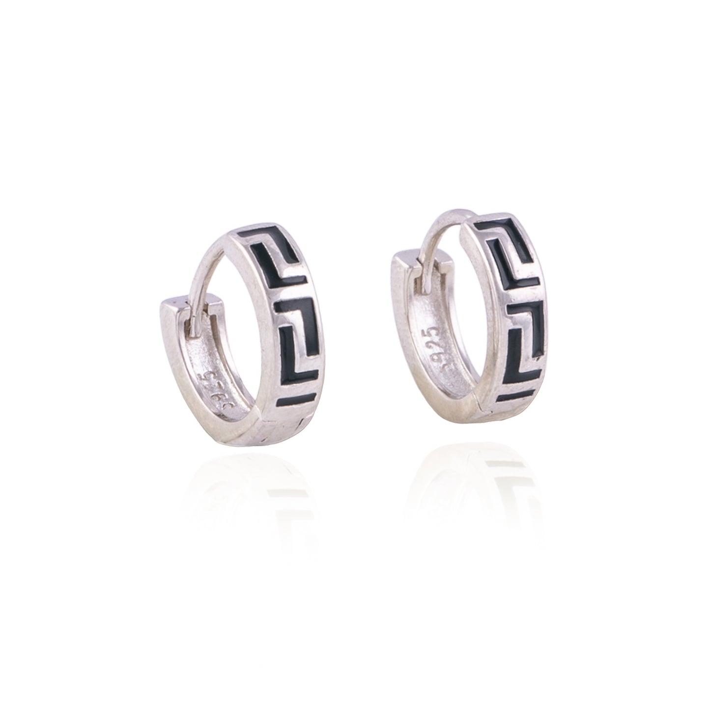 Elegant Black Enamel Bali in 92.5 Silver with Rhodium Polish | 10874