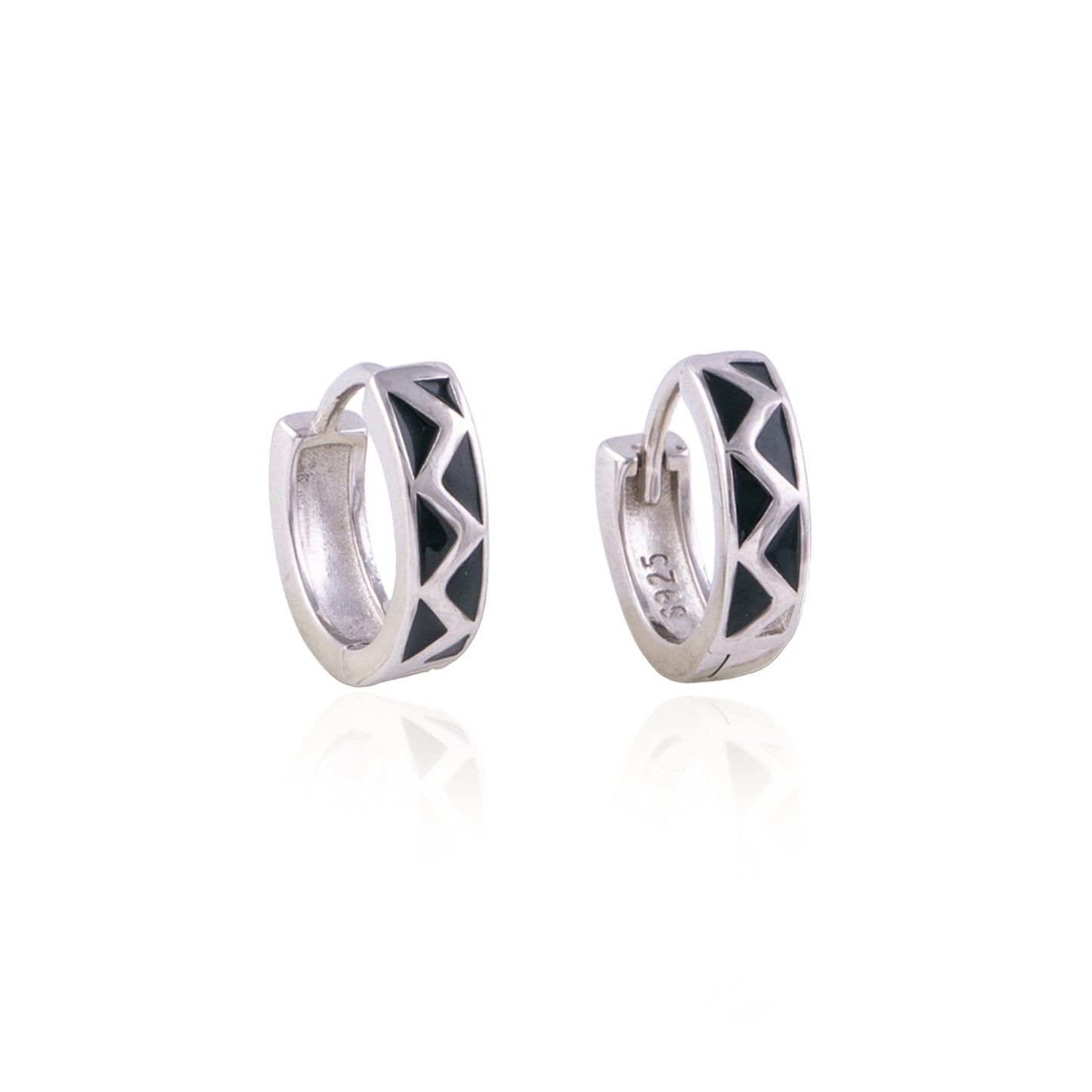Elegant Black Enamel Bali in 92.5 Silver with Rhodium Polish | 10873