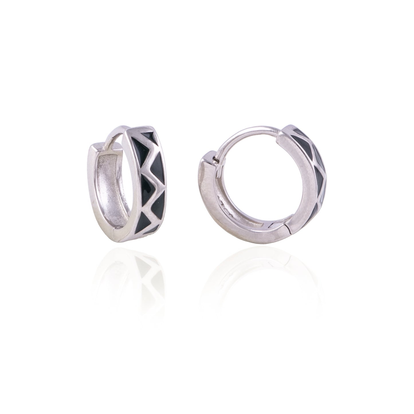 Elegant Black Enamel Bali in 92.5 Silver with Rhodium Polish | 10873