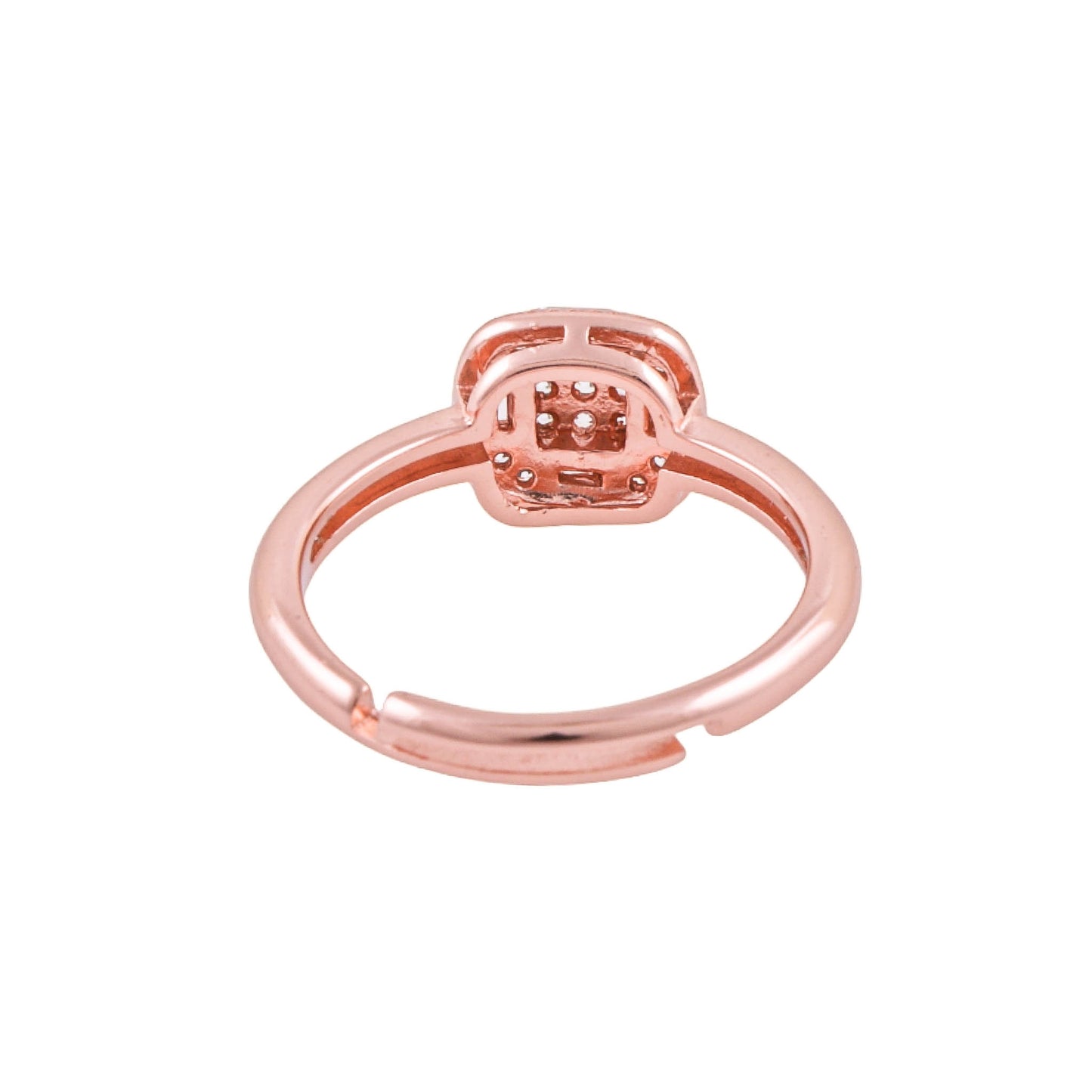 925 Sterling Silver Adjustable Ring | Rose Gold Plated Elegance -10742-4