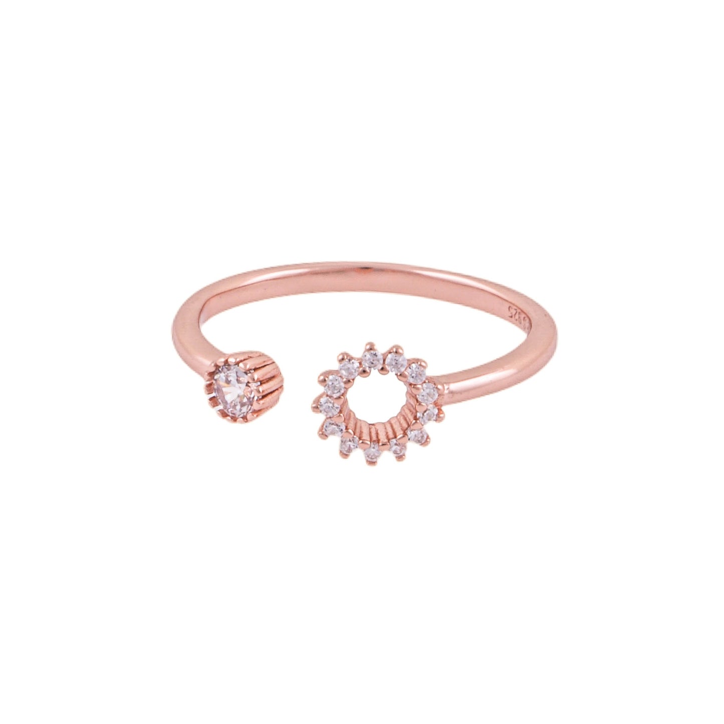 Elegant 925 Pure Silver Rose Gold Adjustable Finger Ring