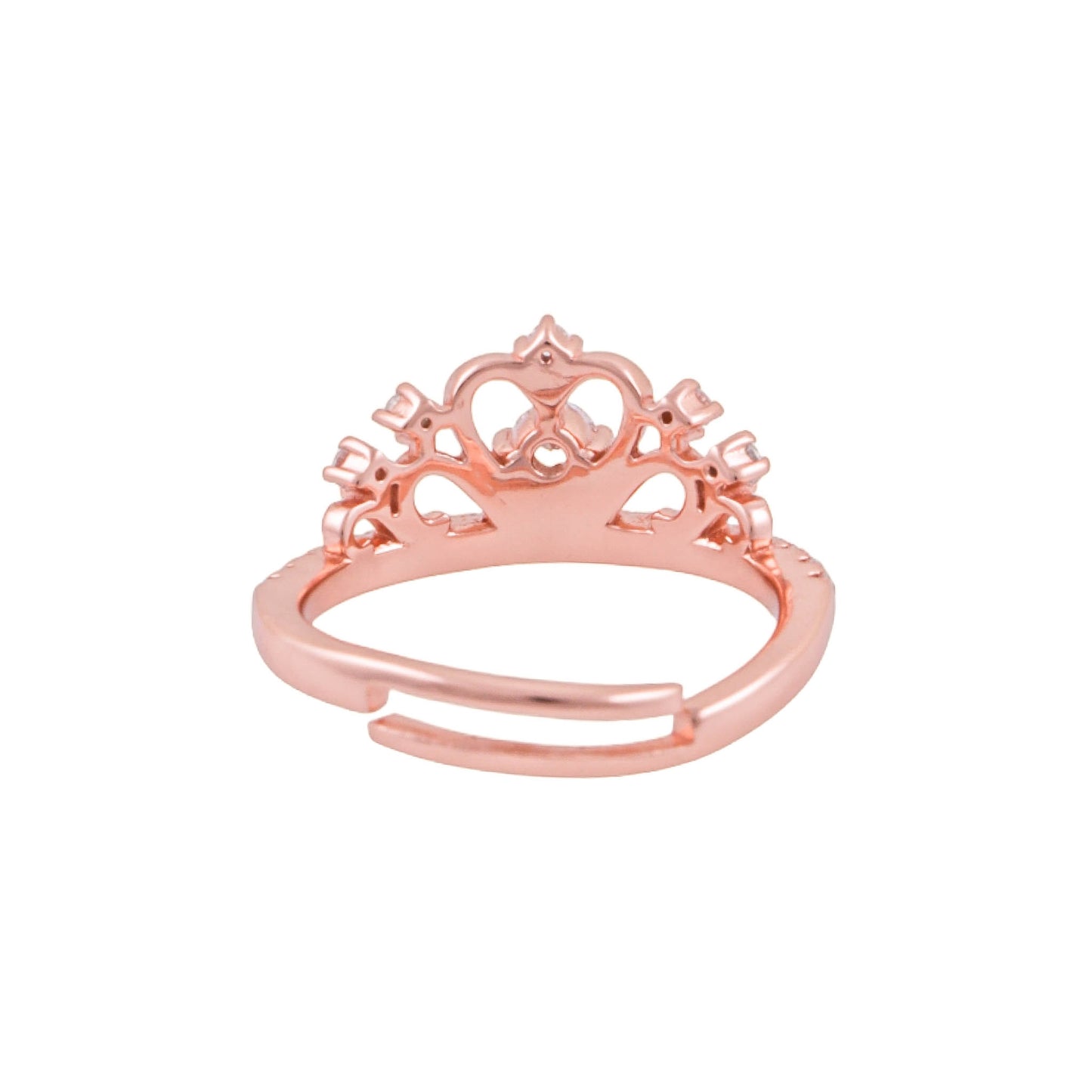 925 Sterling Silver Adjustable Ring | Rose Gold Plated Elegance -10742-7