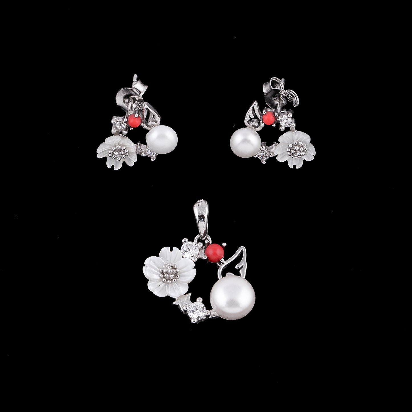 EARING PENDENT SET MICRO 925ST MOP RH - 10772