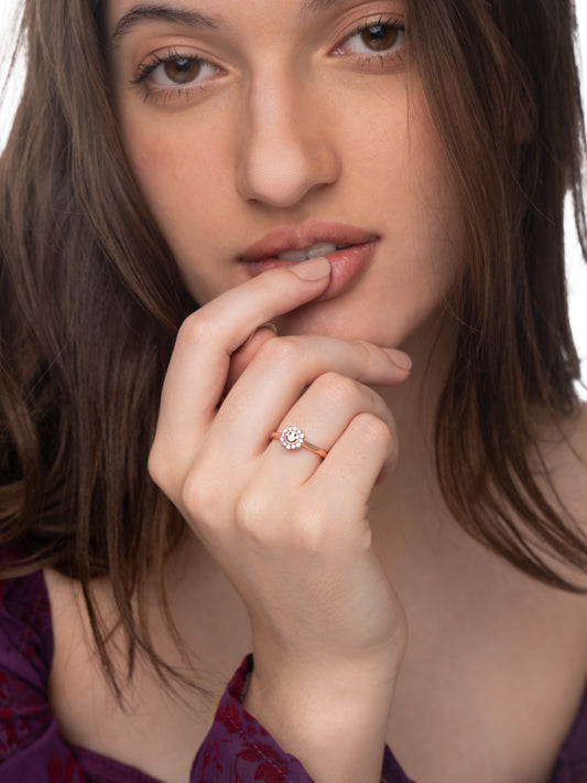 Elegant 925 Pure Silver Rose Gold Adjustable Finger Ring