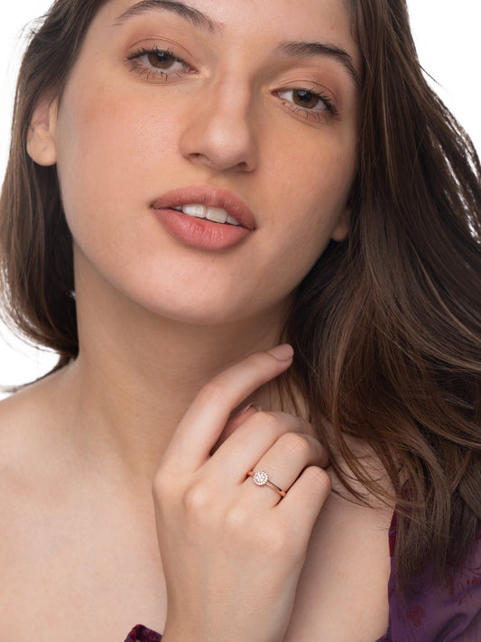 Elegant 925 Pure Silver Rose Gold Adjustable Finger Ring