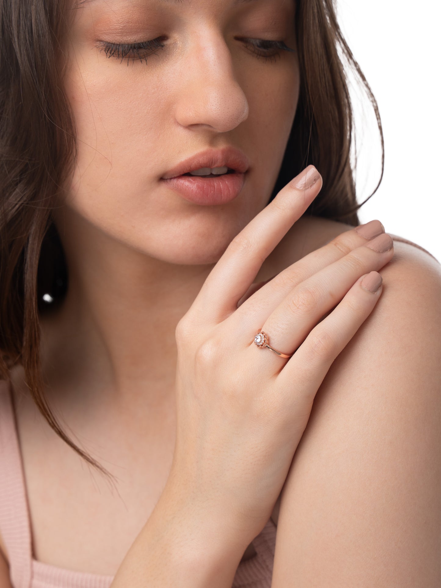 Elegant 925 Pure Silver Rose Gold Adjustable Finger Ring