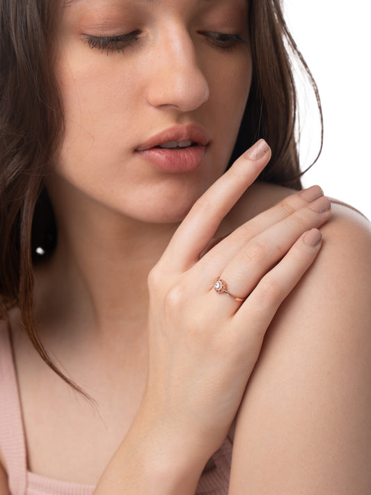 Elegant 925 Pure Silver Rose Gold Adjustable Finger Ring