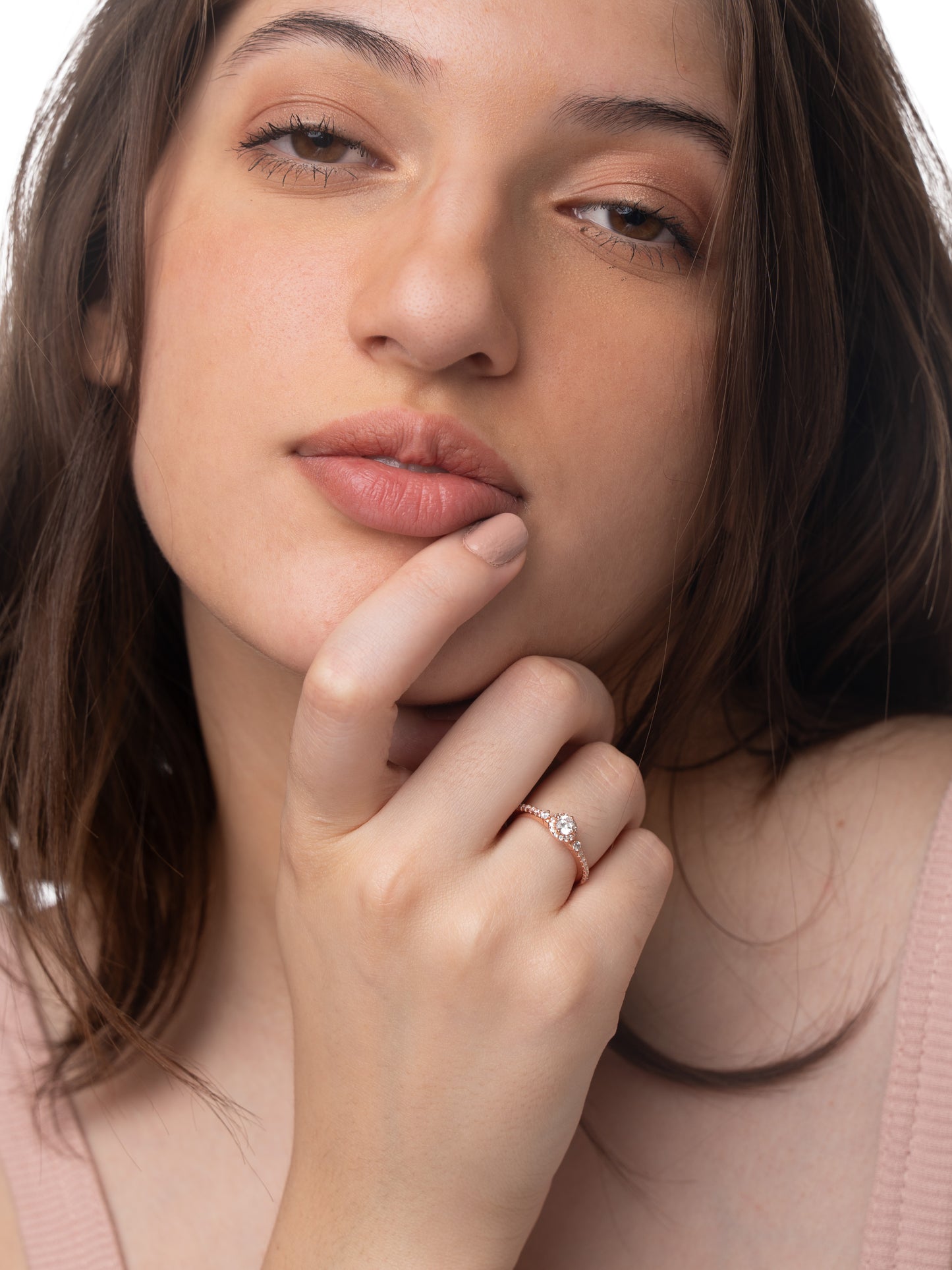 Elegant 925 Pure Silver Rose Gold Adjustable Finger Ring