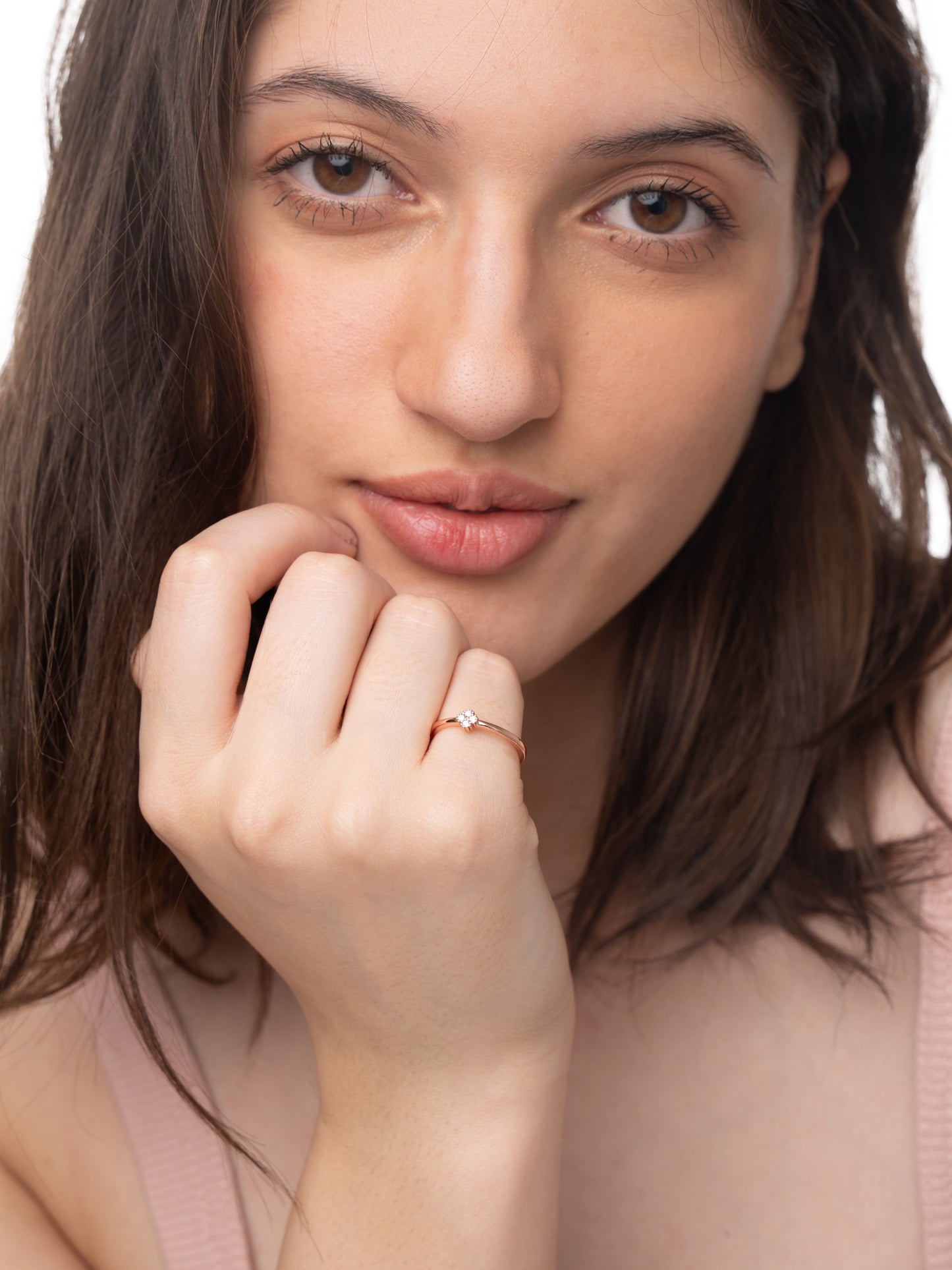 Elegant 925 Pure Silver Rose Gold Adjustable Finger Ring
