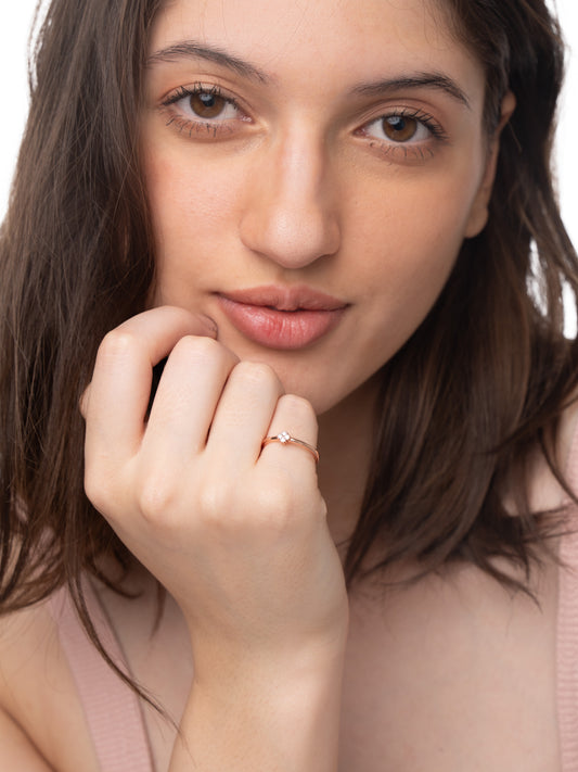 Elegant 925 Pure Silver Rose Gold Adjustable Finger Ring