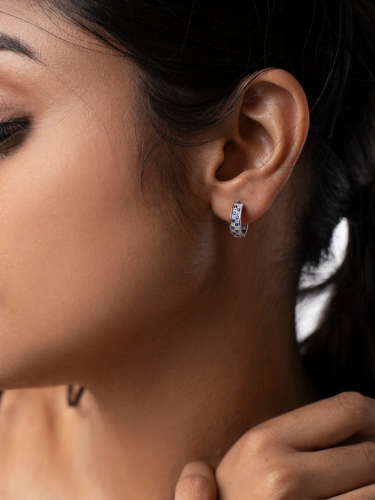 Rhodium-Plated 92.5 Sterling Silver CZ Hoop Earrings | 10880