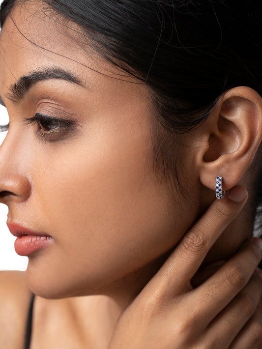 Rhodium-Plated 92.5 Sterling Silver CZ Hoop Earrings | 10884