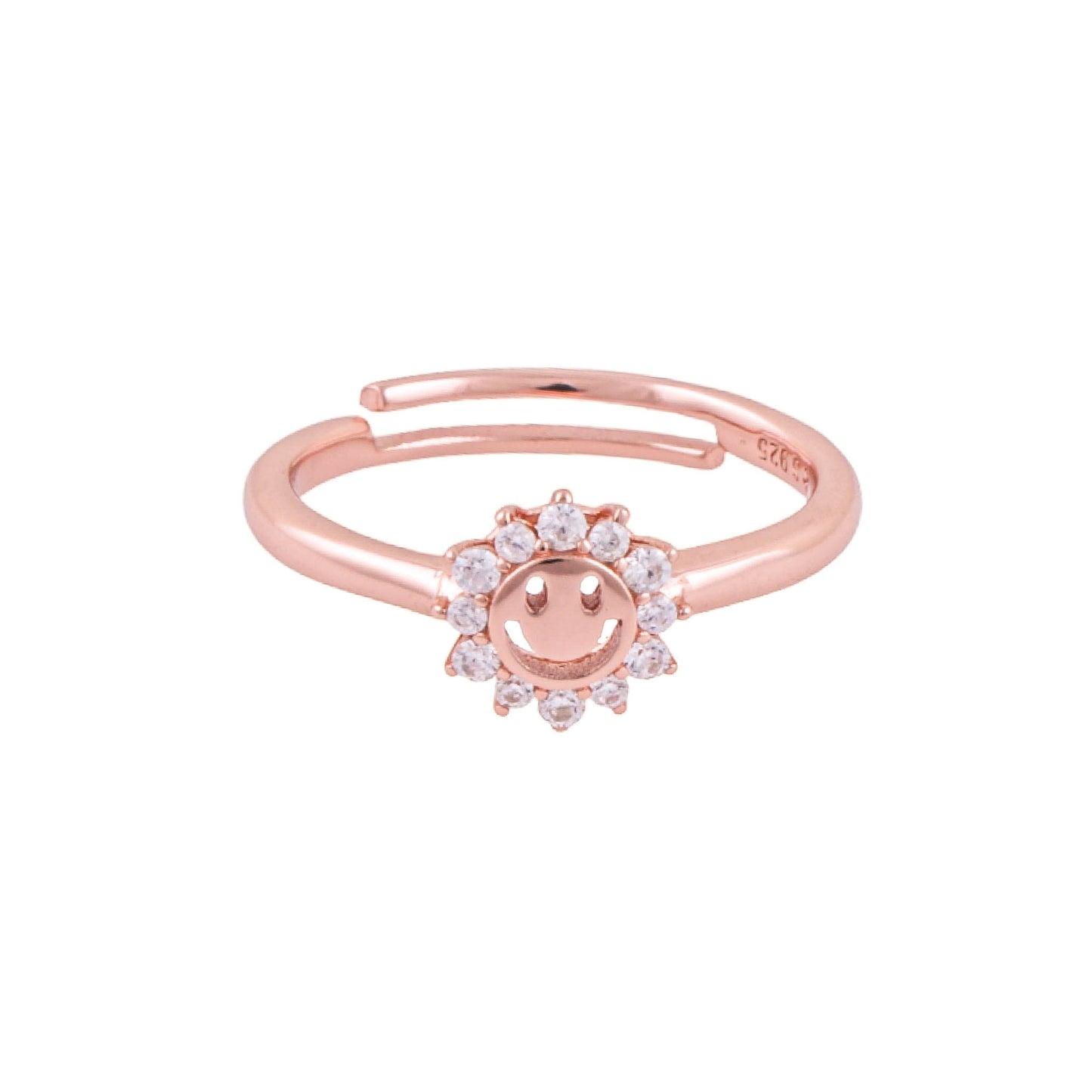Elegant 925 Pure Silver Rose Gold Adjustable Finger Ring