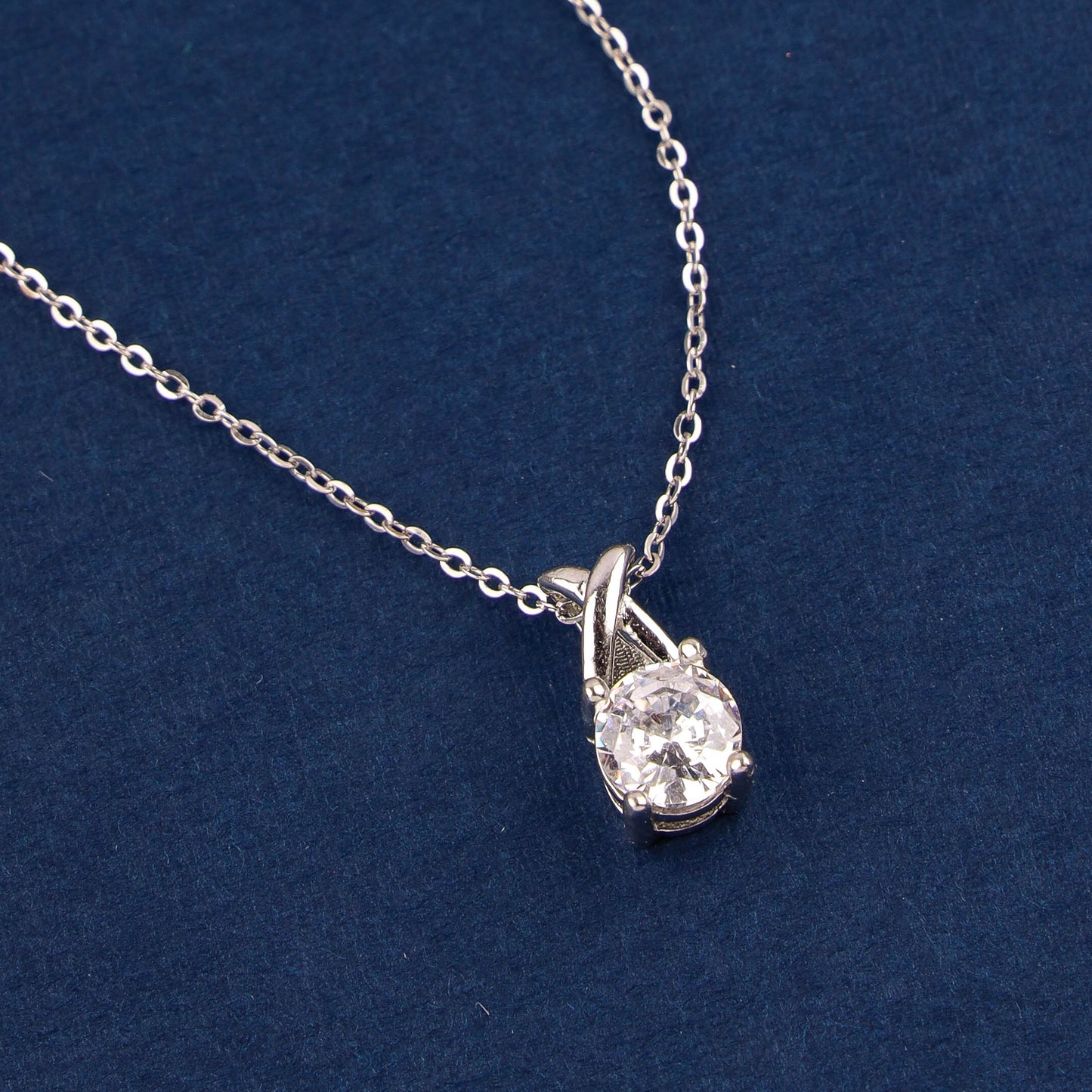 Pure Silver Cz Stone Pendant with Rhodium Finish | 200463
