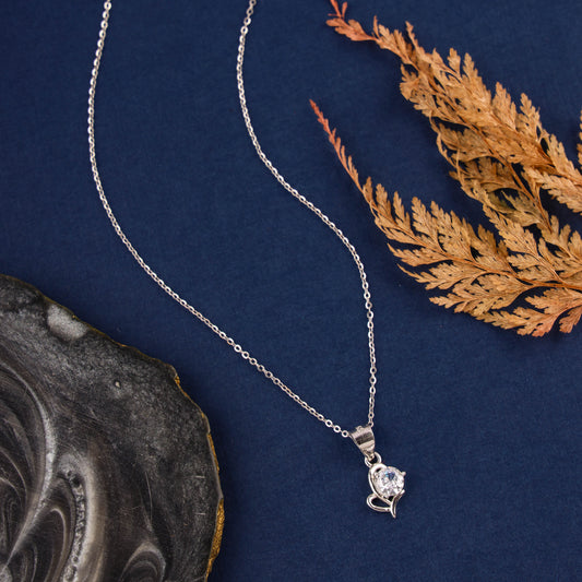 Pure Silver Cz Stone Pendant with Rhodium Finish | 200463-1