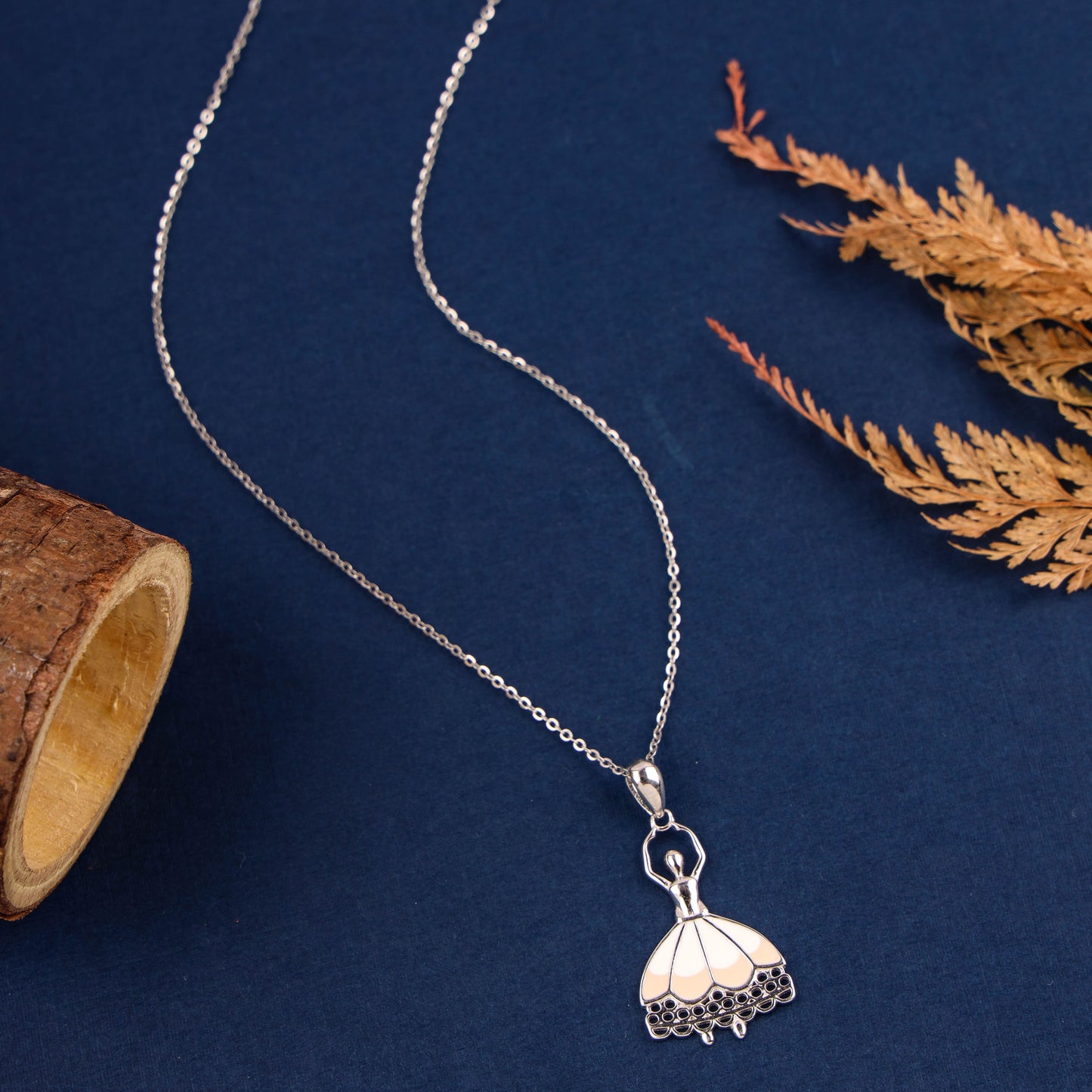 Pure Silver Enamel Pendant with Rhodium Finish | 200603
