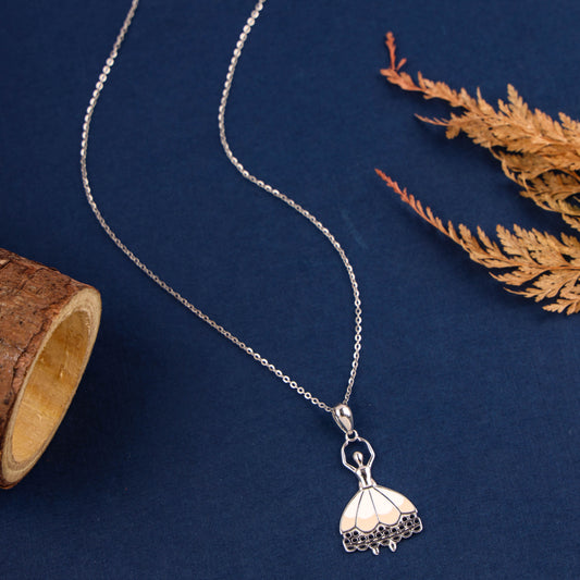Pure Silver Enamel Pendant with Rhodium Finish | 200603