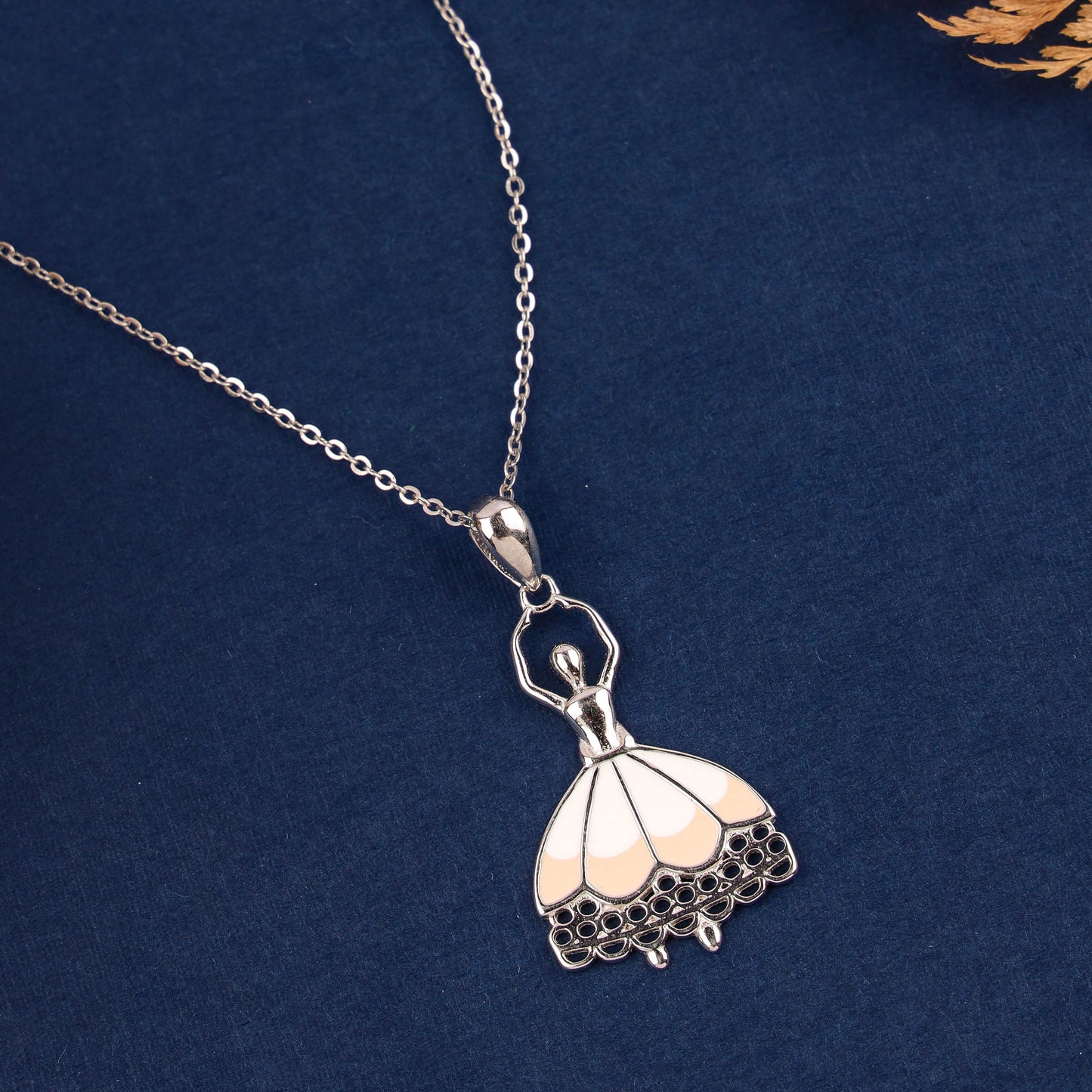Pure Silver Enamel Pendant with Rhodium Finish | 200603