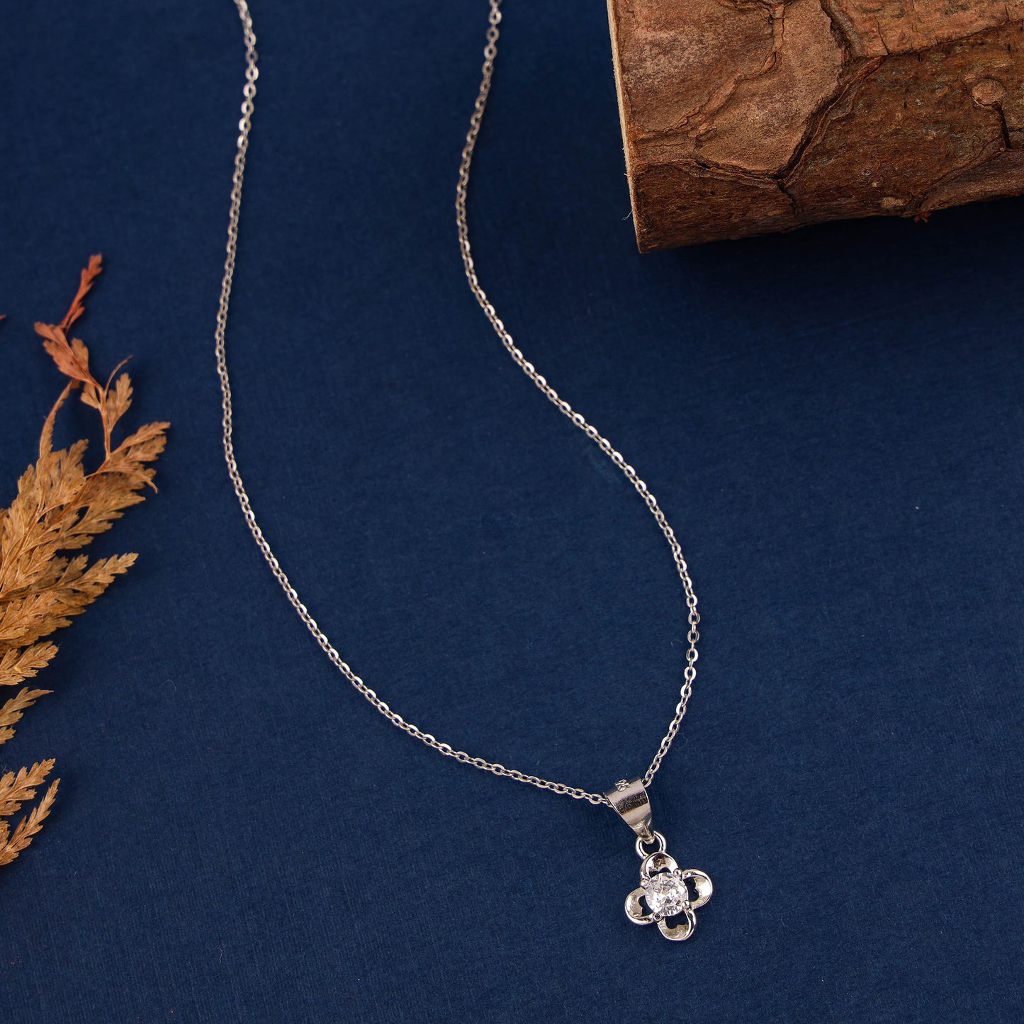 Pure Silver Cz Stone Pendant with Rhodium Finish | 200463-3