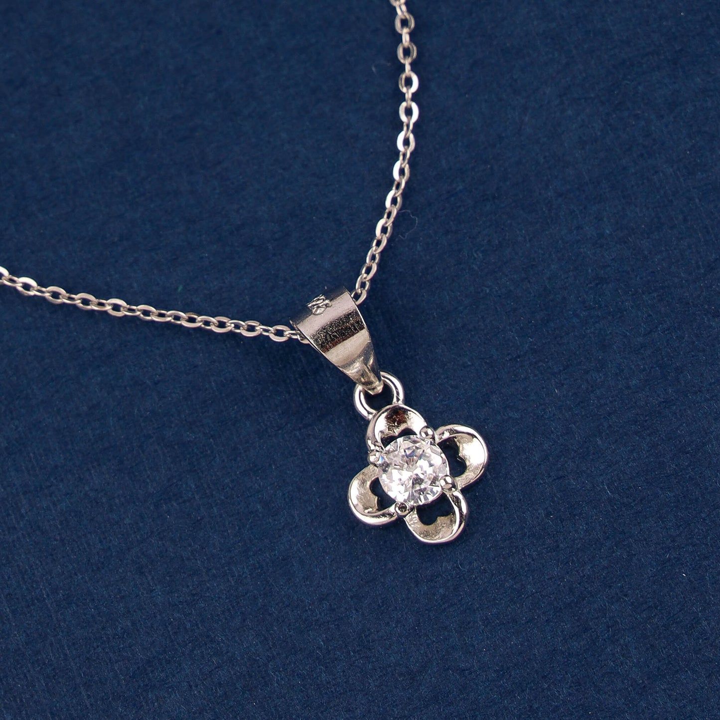 Pure Silver Cz Stone Pendant with Rhodium Finish | 200463-3