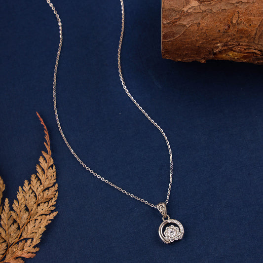 Pure Silver Cz Stone Pendant with Rhodium Finish | 200630-4
