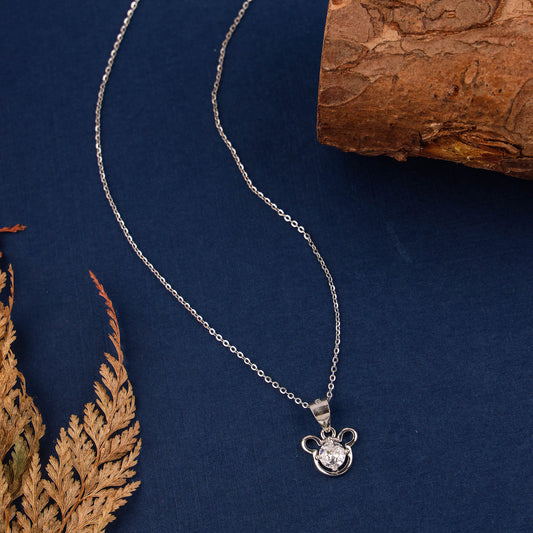 Pure Silver Cz Stone Pendant with Rhodium Finish | 200463-4