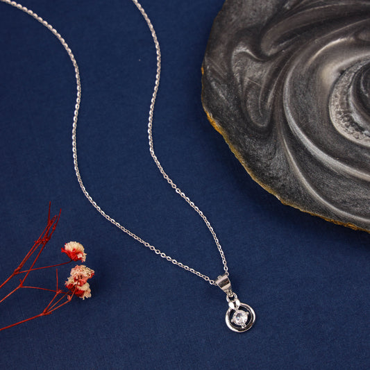 Pure Silver Cz Stone Pendant with Rhodium Finish | 200463-5