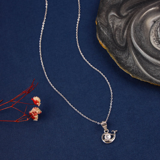 Pure Silver Cz Stone Pendant with Rhodium Finish | 200463-6