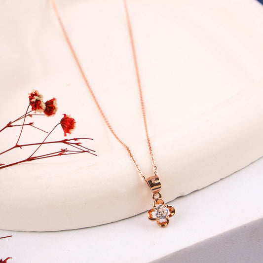 Pure Silver CZ Stone Pendant with Rose Gold Finish | 200464-3