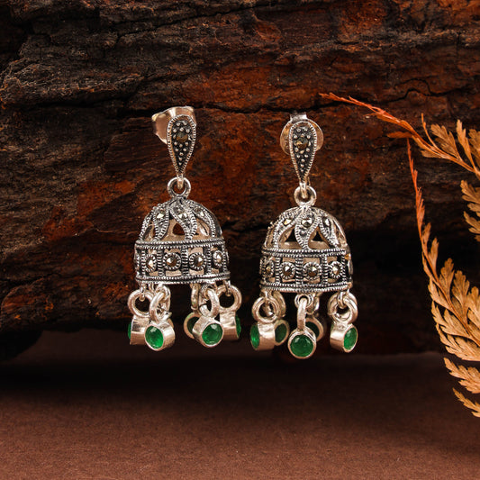 Pure Silver Marcasite Studs – Classic Push Back Design - 200672