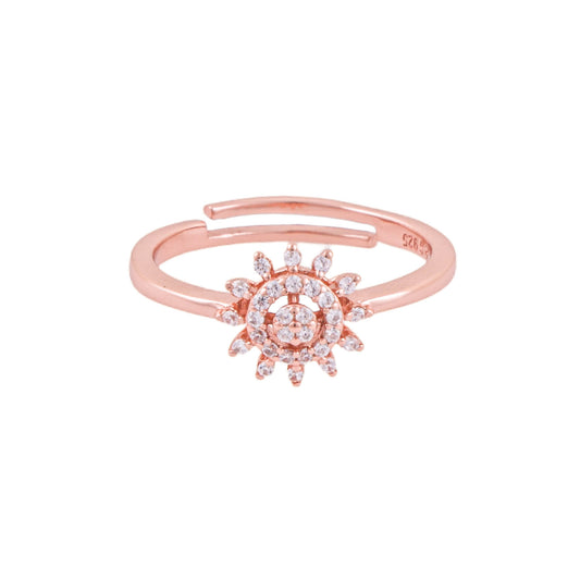 Elegant 925 Pure Silver Rose Gold Adjustable Finger Ring