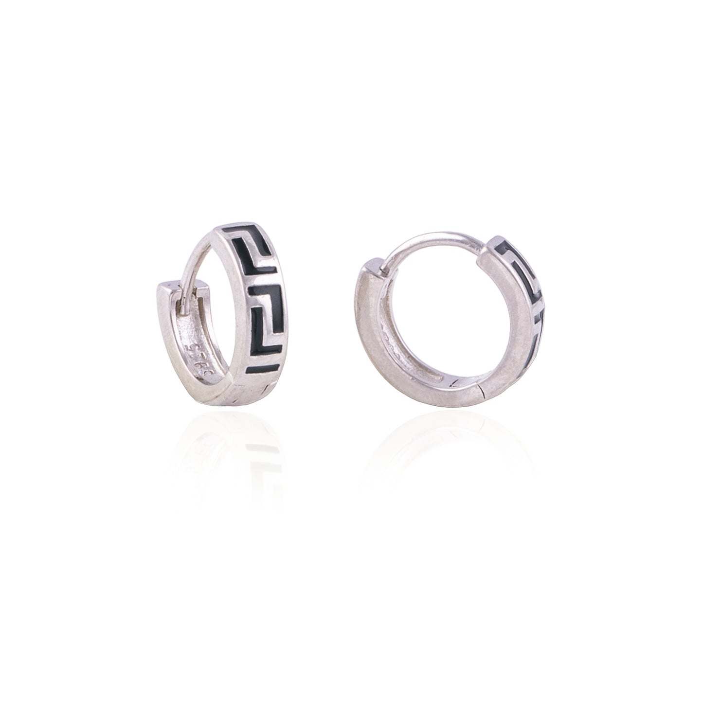 Elegant Black Enamel Bali in 92.5 Silver with Rhodium Polish | 10874