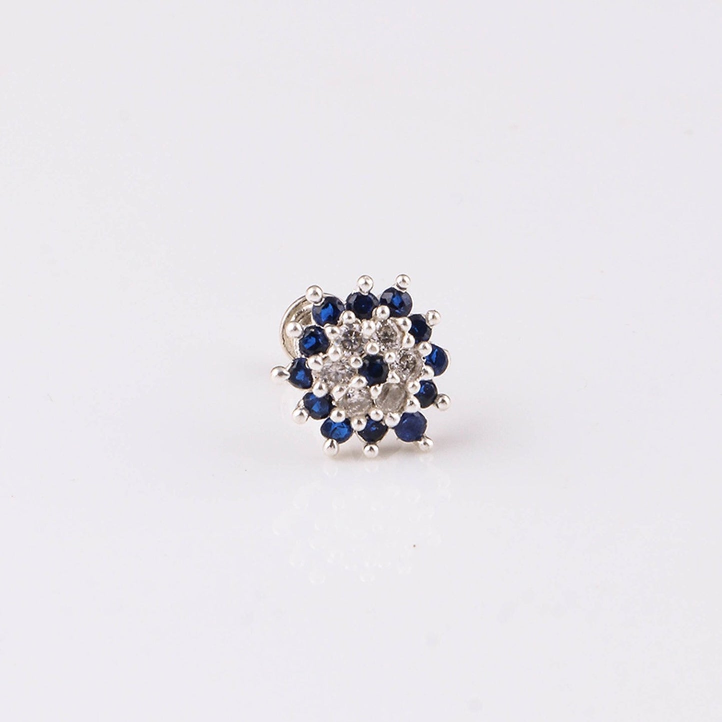 Introducing Our Elegant Pure Silver South Screw Nosepin - 11079 BLU