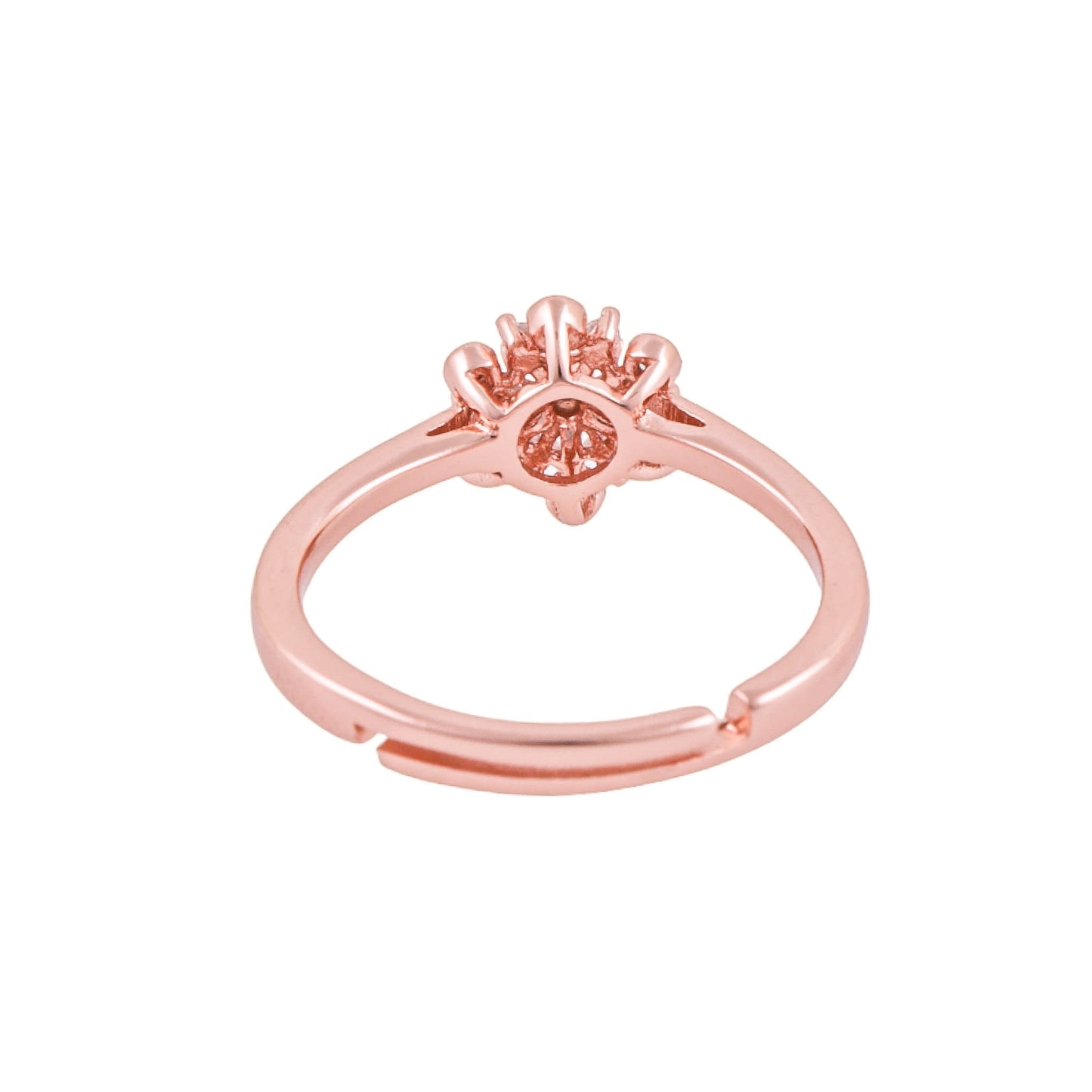 Elegant 925 Pure Silver Rose Gold Adjustable Finger Ring