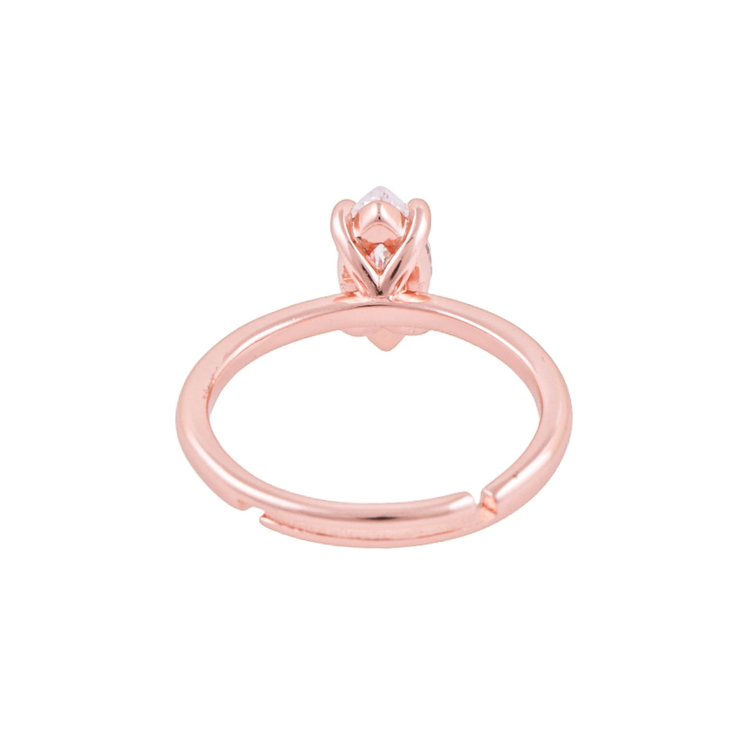 Elegant 925 Pure Silver Rose Gold Adjustable Finger Ring