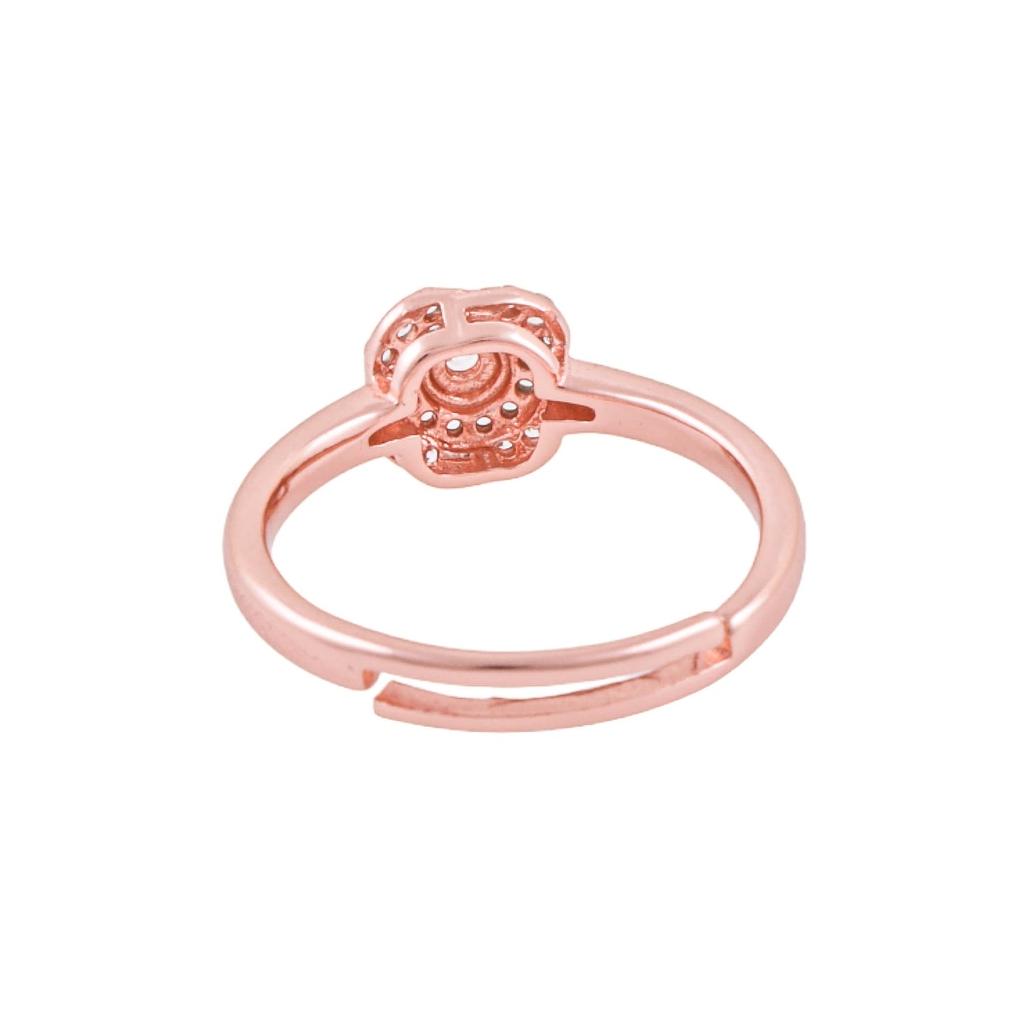 Elegant 925 Pure Silver Rose Gold Adjustable Finger Ring