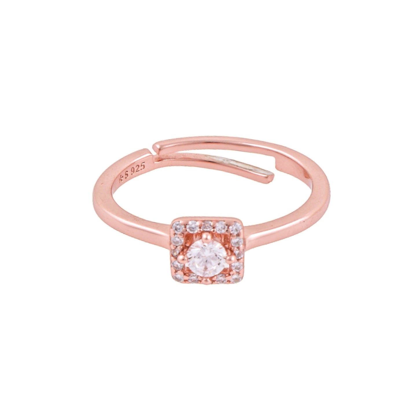 Elegant 925 Pure Silver Rose Gold Adjustable Finger Ring